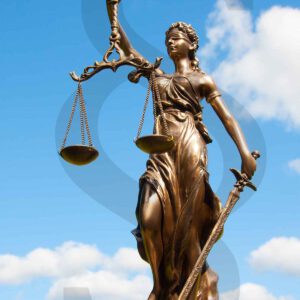 Justitia geht am Stock